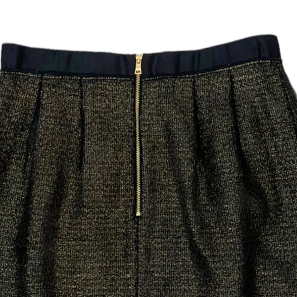 LOFT Ann Taylor Chiffon Overlay Tweed Skirt Size 6 Gold & Black - Picture 5 of 8